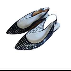 Vince Camuto Fallina Slingback Black Patent Leather Flats